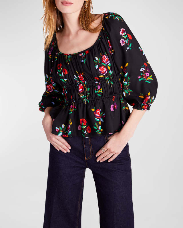 autumn smocked floral top